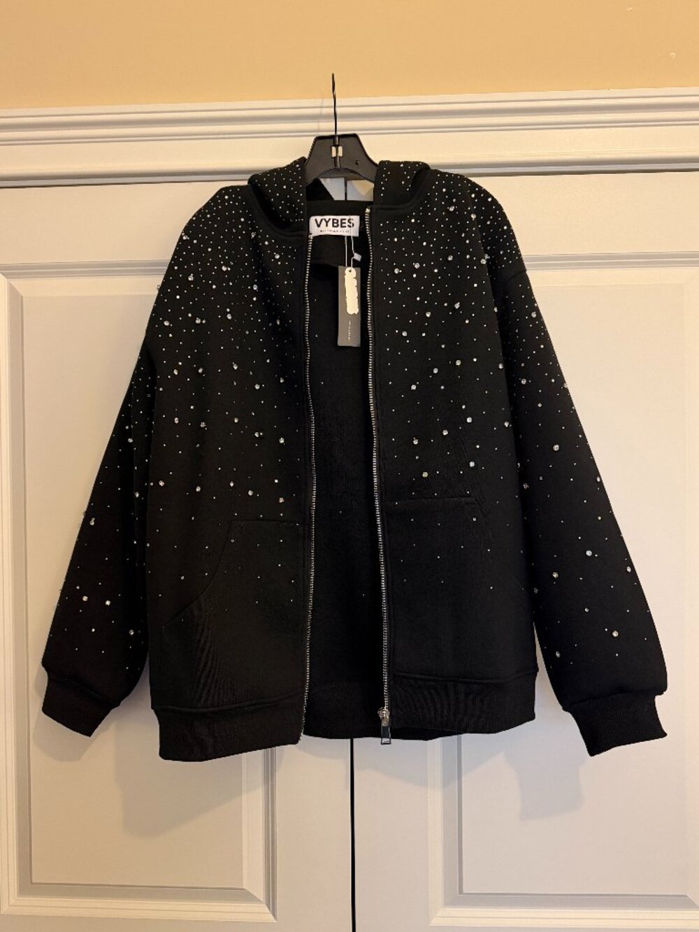 VYBES Rhinestone Galaxy Zip Up